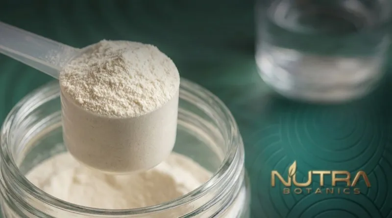 Close-up of hydrolyzed collagen powder scoop
