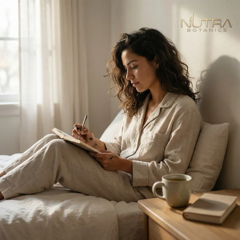 Woman journaling about wellness progress