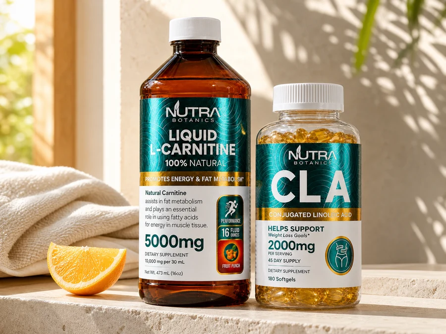 Liquid L-Carnitine and CLA Metabolic Bundle in warm natural daylight
