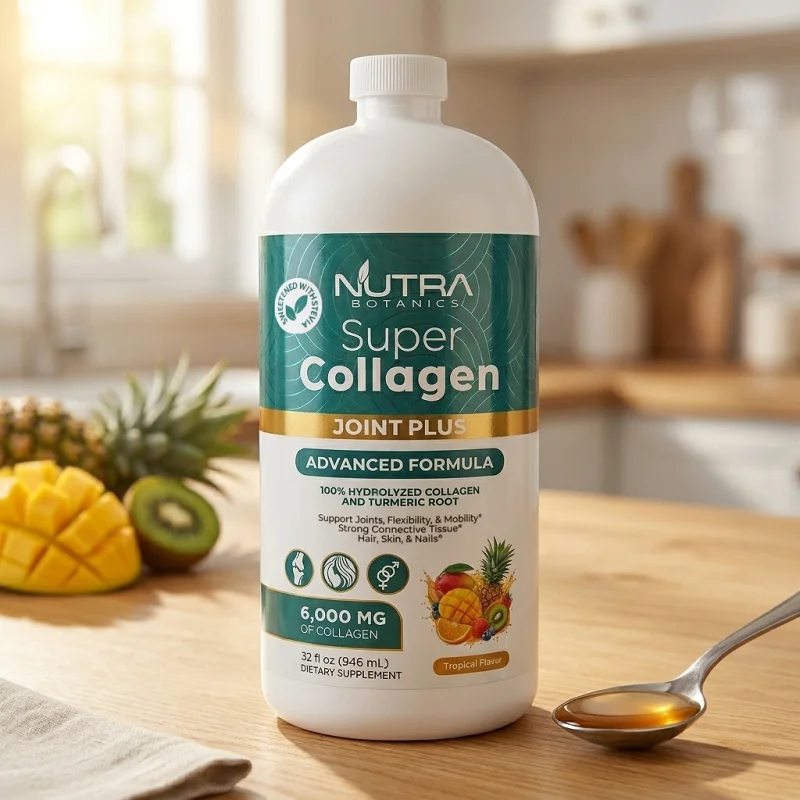 Super Collagen Joint Plus two-tablespoon measured dose in tablespoon