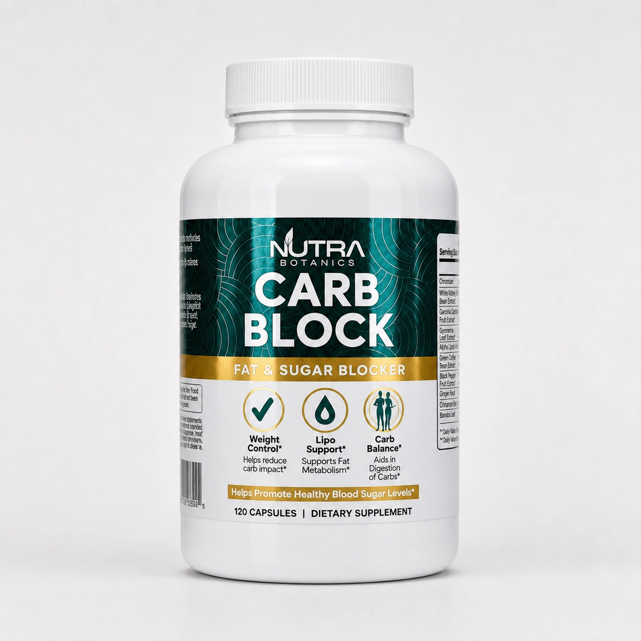 Carb Block Fat & Sugar Blocker 120 capsule bottle