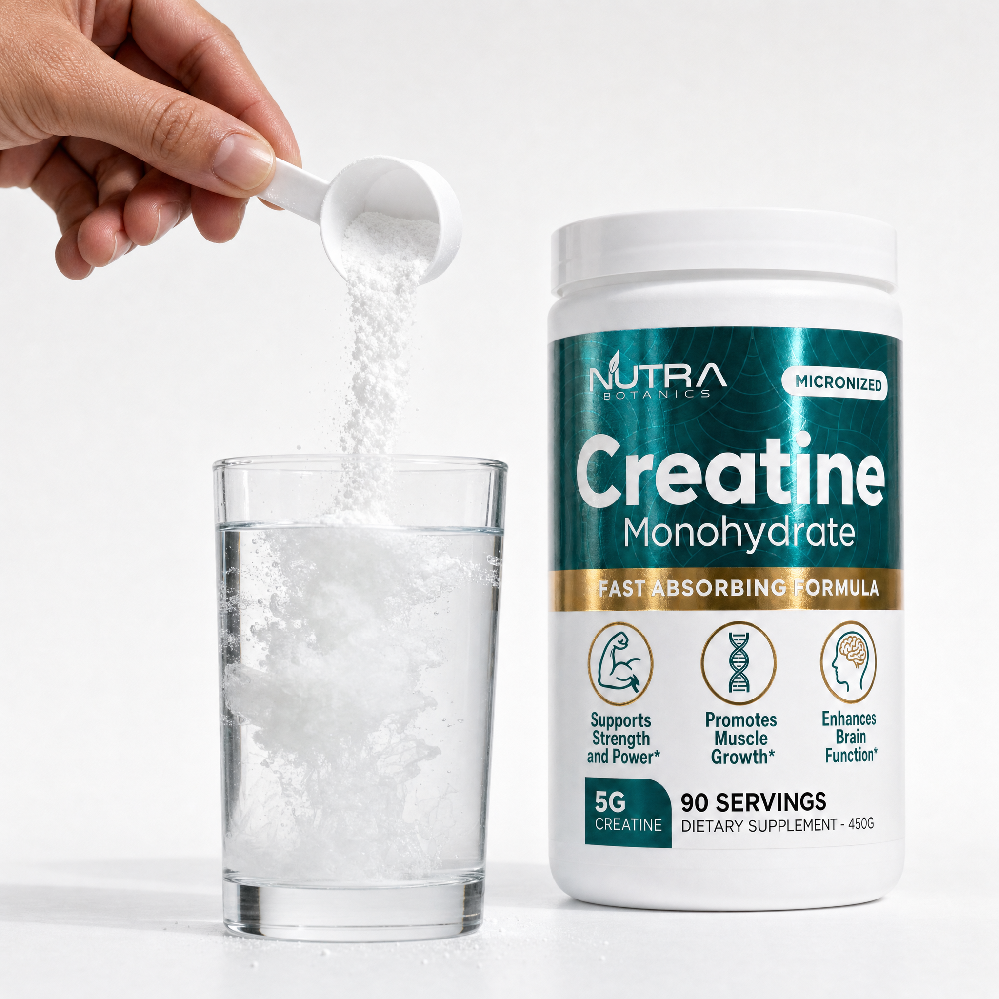 Creatine Monohydrate single-scoop measured serving