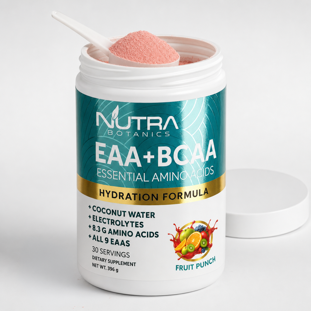 EAA + BCAA Hydration Formula single-scoop measured serving in shaker