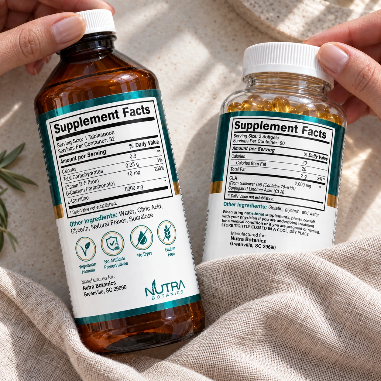 METABOLISM DUO, close-up of the Supplement Facts side