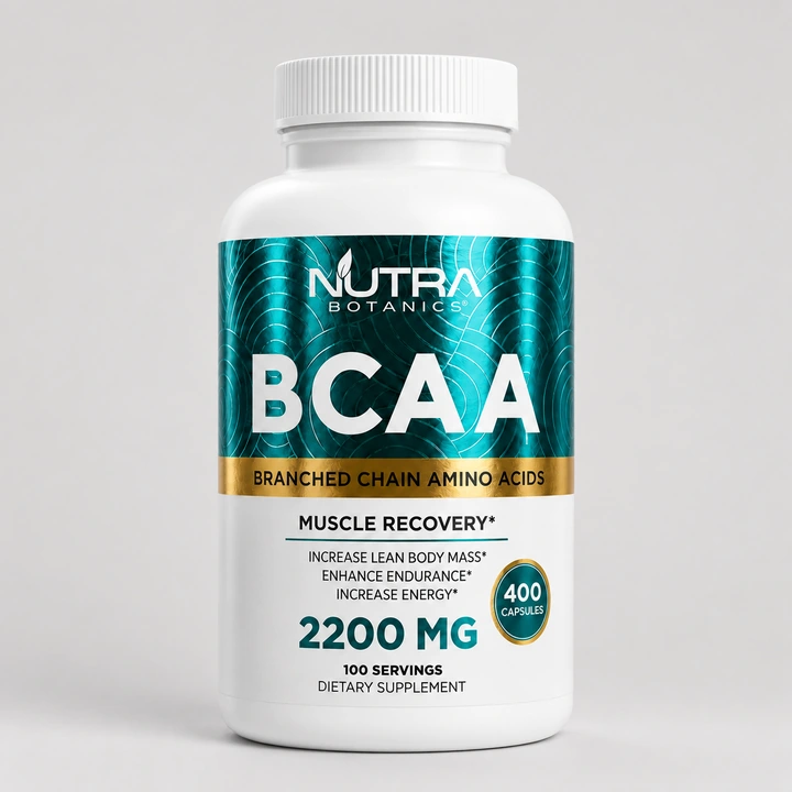 BCAA Capsules, 2200mg branched-chain amino acids bottle